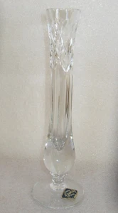 Vintage Royal Brierley Cut Lead Crystal Bud Vase Acid Etched & Paper Label 7.75" - Picture 1 of 11