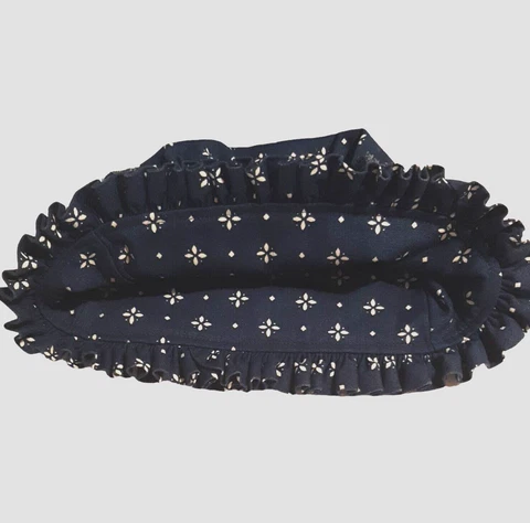 Longaberger Basket Navy Blue Print Fabric Liner Cover