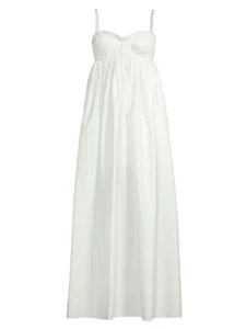 Sau Lee Gianna Cotton Poplin Maxi Dress White Size 2 - Picture 1 of 7
