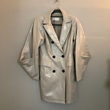BNWT Asos Edition Trench Coat Mac Womens UK 8 Grey PVC Mid Length Jacket (W)