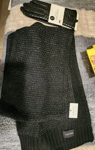 Calvin Klein Muffler Scarf & Touch Gloves 2 Piece Set Black NWT!!! MSRP $126 - Picture 1 of 7