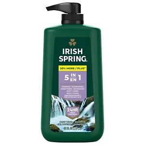 Irish Spring Body Wash per Uomo, Pompa per Lavaggio Corpo 5 in 1, 30 Oz - Foto 1 di 10