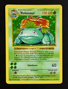 1999 Pokemon VENUSAUR Base Set SHADOWLESS Edition HOLO Foil Rare 15/102 WotC EX - Picture 1 of 3