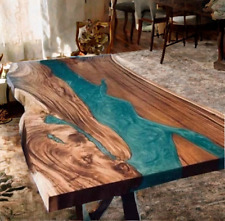 Acacia Wooden Working Dining Conference Top table Handmade Blue Resin River Deco