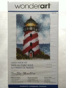 Wonder Art Latch Hook Kit #426158 Sailors Beacon Lighthouse NIP 15" x 20" w/hook - Picture 1 of 3