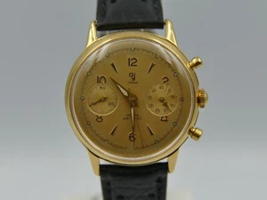 60's vintage watch mens Yema chronograph valjoux 92 gold PL serviced - Picture 1 of 19