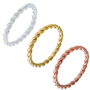 Damen Ring gedreht geflochtener Stapelring Sterling Silber 925 gold Vorsteckring - Bild 1 von 5