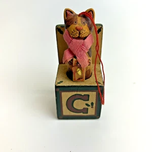 Decorazione natalizia vintage gatto in legno Kurt Adler - Foto 1 di 5