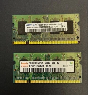 2GB (2X1GB) 2RX16 PC2 6400S RAM Memory for Dell Latitude D610, D620, D630 - Image 1 of 3