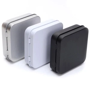 Mini Metal Tins Container Square Hinged Flip Storage Tin Box Small Kit Case√ - Picture 1 of 11