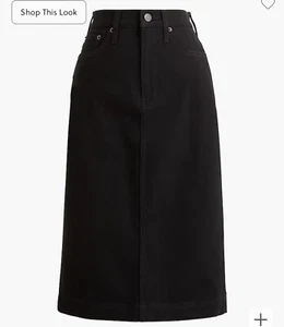 J Crew Denim Skirt Pencil Cotton Black Jean NWT Womens Size 4 Knee Length - Picture 1 of 7