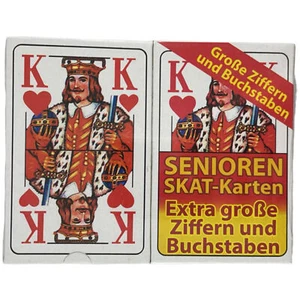 Set carte da gioco skat anziani carte 2x 32 fogli immagine francese - Foto 1 di 3