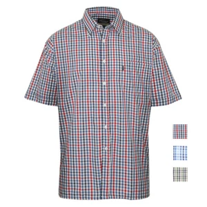 Champion Mens Check Shirt Short Sleeves Button Up Casual Wear Point Collar M-3XL - Picture 1 of 8