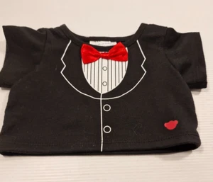 Build-A-Bear Clothes – Tuxedo T-Shirt with Red Bow – Plush Doll Bear Outfit Form - Imagen 1 de 5