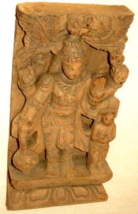 Museum Quality India 19th Century Wood Carving Vishnu? 14.5" x 19" Plexi Cover - Picture 1 of 7