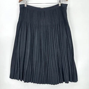 Coldwater Creek Midi Skirt Women’s A-Line Pleated Faux Suede Black Petite L - Picture 1 of 8