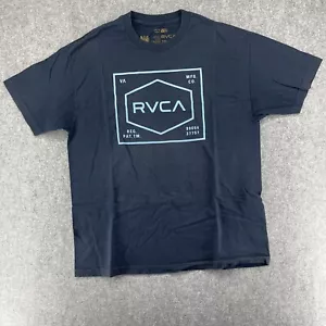 RVCA Shirt Mens XL XLarge Blue Short Sleeve Cotton Casual Crew Neck - Picture 1 of 3