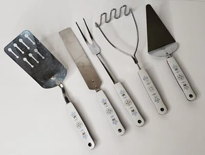 5 Ekco Utensils Hex Tulip Handle Icing Spatulas Fork Potato Masher Pie Server  - Picture 1 of 12