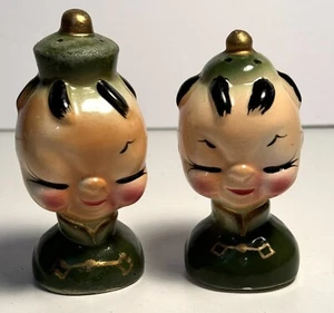 Salero y pimentero de cerámica vintage japonés para pareja hecho en Japón - Imagen 1 de 10
