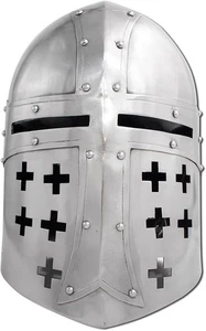 Medieval Templar Knight Helmet Armor Without Stand Halloween Cosplay Wearable - Picture 1 of 4