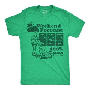 Mens Funny T Shirts Weekend Forecast 100% Chance Of Mowing Sarcastic Graphic - Picture 1 of 7