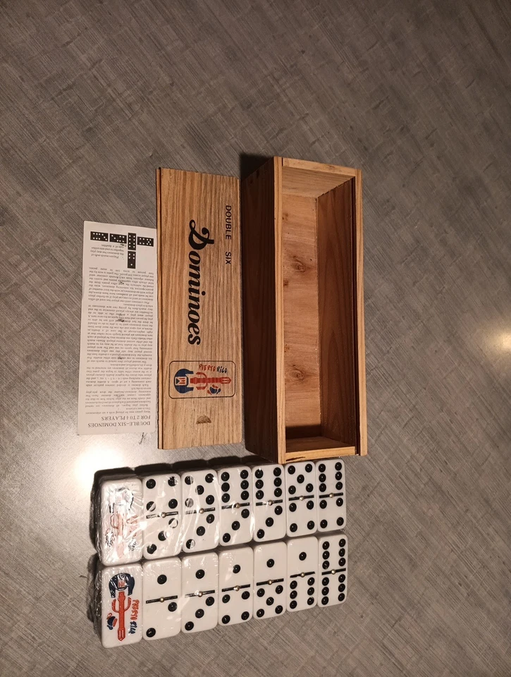 Dominoes Double 6 Tiles in Wooden Box Puerto Rico Double 6 Domino - Image 1 of 1