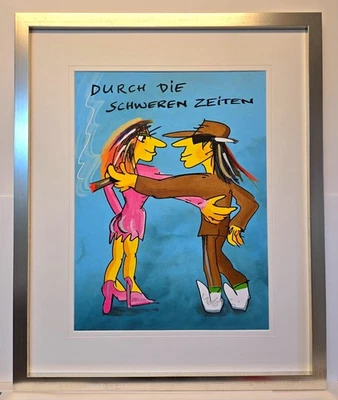 XL Siebdruck Udo Lindenberg " Durch die schweren Zeiten "  handsigniert GERAHMT - Bild 1 von 2
