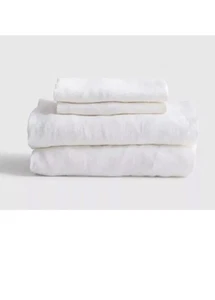 NWOT QUINCE EUROPEAN LINEN 4 PIECE SET QUEEN SHEET SET WHITE FLAX SHEETS - Picture 1 of 3