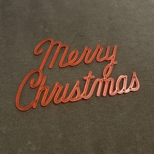 Vintage 60er Jahre rotes Kursivschild Frohe Weihnachten - Bild 1 von 5