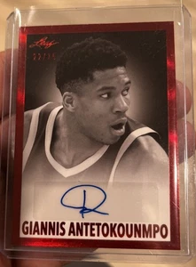 2022-23 Leaf Signature Series Giannis Antetokounmpo Bw-ga1 Red 22/25 - Picture 1 of 6