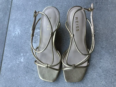 Reiss Strappy Sandals Gold Wedge Size 4 - Image 1 of 4