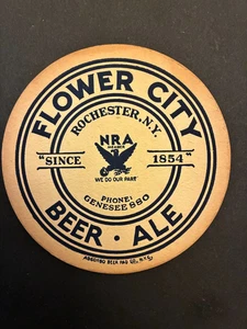 Beer coaster. Flower City. Rochester, NY.  National Recovery Act. 1930's? - Bild 1 von 2