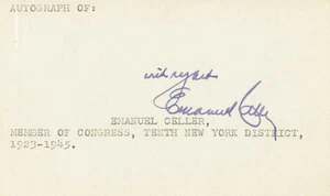 EMANUEL CELLER - AUTOGRAMMSPRUCH SIGNIERT UM 1945 - Bild 1 von 1