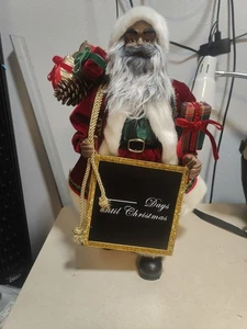 18" Black Santa Holding Chalkboard Countdown To Christmas Standalone - Picture 1 of 14