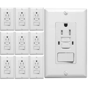 15A Tamper-Resistant GFCI Combo Outlet, Combination Switch & Receptacle, 10 Pack - Picture 1 of 8