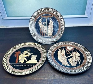 Set of 3 “Ancient Greek Museum Pottery” Plates / Wall Hangings - 7.25” - Picture 1 of 8