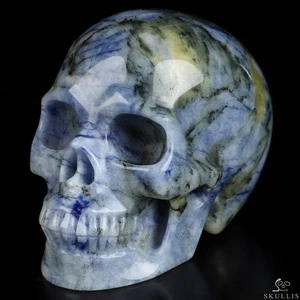 3,9 Zoll Sodalith handgeschnitzter Kristallschädel, realistisch, Kristallheilung - Bild 1 von 7