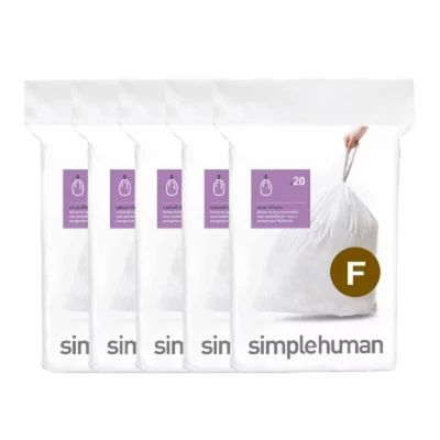 Forros para bolsas de basura de cocina simplehuman 25L código F ajuste personalizado: 5 paquetes rápidos, 100 quilates Foto 1 de 4