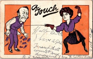 1907 Donna Scherma Uomo Rilasciato Soldi Dickerson MD Ragazzi Cartolina JA4 - Foto 1 di 2