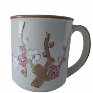 Vintage Norleans Korea Cherry Blossoms 3.5” Ceramic Mug Beige Pink 10 Oz. - Picture 1 of 3