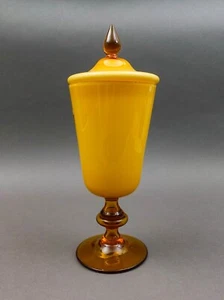 Empoli Italia para KB MCM Ámbar Estuche Arte Vidrio Tapa Boticario Tarro 13 1/2" - Imagen 1 de 9