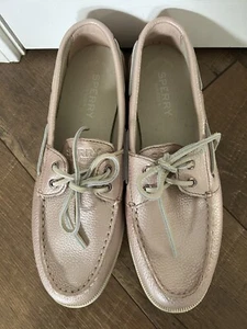 Women's Leather Sperry Docksider Boat Shoes 9 Pearl Pink GREAT CONDITION!! - Picture 1 of 3