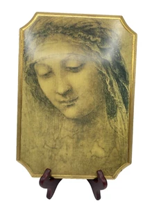 Leonardo Da Vinci Kunstdruck auf Holz goldfarben Florentiner Italien - Bild 1 von 16