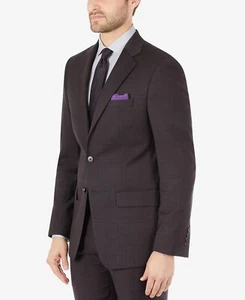 Calvin Klein Mens Skinny-Fit Wool Suit Separate Eggplant 40S B4HP - Picture 1 of 6