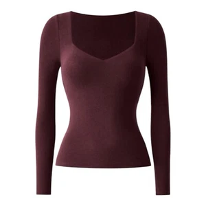 OGL Rubin dunkelrot Thermo Herzausschnitt schmal Brami Top Damen Größe S - Bild 1 von 11