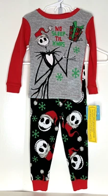 NWT Disney Nightmare Before Christmas child size 4 Set Pajamas 2 pc set Cotton - Image 1 of 4