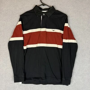 RM Williams Rugby Polo Shirt Womens XS Black Maroon White Striped Outback - Picture 1 of 8