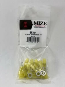 Mize 25 Pc Yellow Size 12-10 GA Heat Shrink Ring Connector Choice of 4 Sizes - Picture 1 of 7