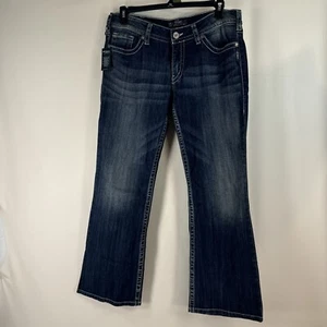 Jeans argento Suki vita media curvy fit rilassato anca bootcut gamba blu jeans 27 x 32 - Foto 1 di 17