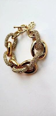Pulsera de eslabones de cadena con diamantes de imitación ANN TAYLOR tono dorado PAVE joyería elegante Foto 1 de 4